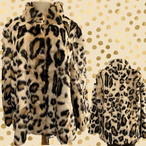 Donna Salyers Fabulous Furs +2X Leopard Print Faux Fur Satin Lined Pockets Coat - Picture 1 of 7